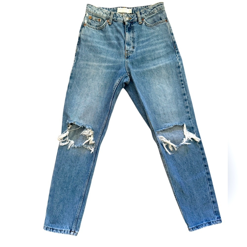 Topshop mom jeans size 26 distressed in excellent like-new condition inseam = 27 - Picture 2 of 6